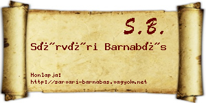 Sárvári Barnabás névjegykártya